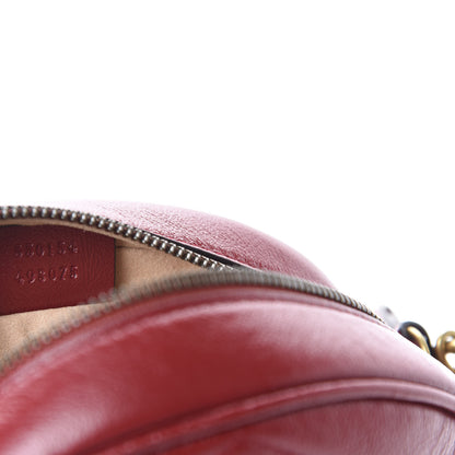 Gucci Glazed Calfskin Matelasse Heart Mini GG Marmont Round Shoulder Bag Romantic Cerise 9 of 10