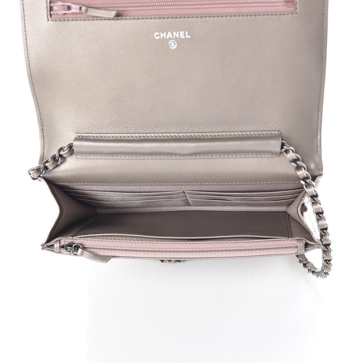 Metallic Caviar Quilted Boy Wallet On Chain WOC Copper