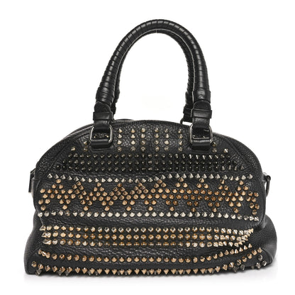 Christian Louboutin Calfskin Mix Chevron Spikes Small Panettone Bowling Bag Black 1 of 9