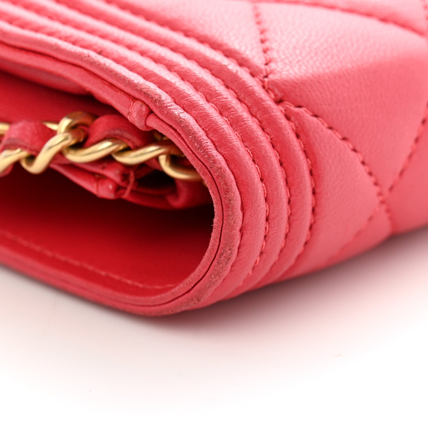 Chanel Lambskin Quilted Boy Wallet On Chain WOC Dark Fuchsia 13 of 16