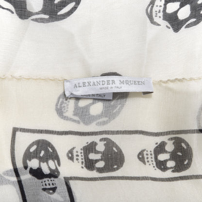 Alexander McQueen Silk Chiffon Skull Scarf Ivory Black 3 of 3