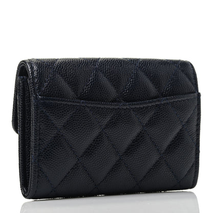 Chanel Caviar Quilted Flap Card Holder Wallet Navy Blue 2 of 3