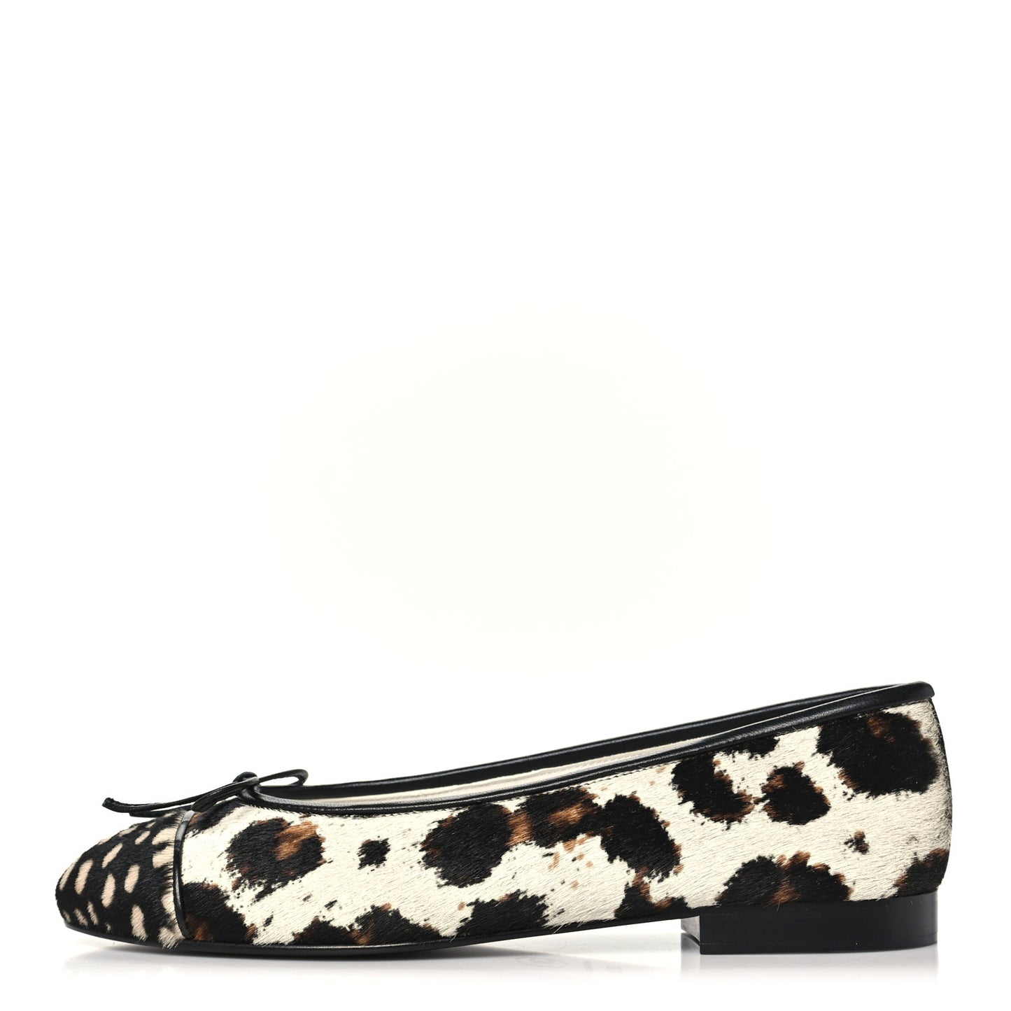 Pony Hair Calfskin Cap Toe CC Ballerina Flats 38.5 White Brown Black 37.5 White Brown Black