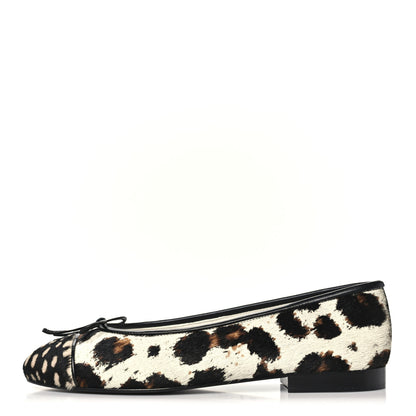 Chanel Pony Hair Calfskin Cap Toe CC Ballerina Flats 38.5 White Brown Black 37.5 White Brown Black 1 of 10
