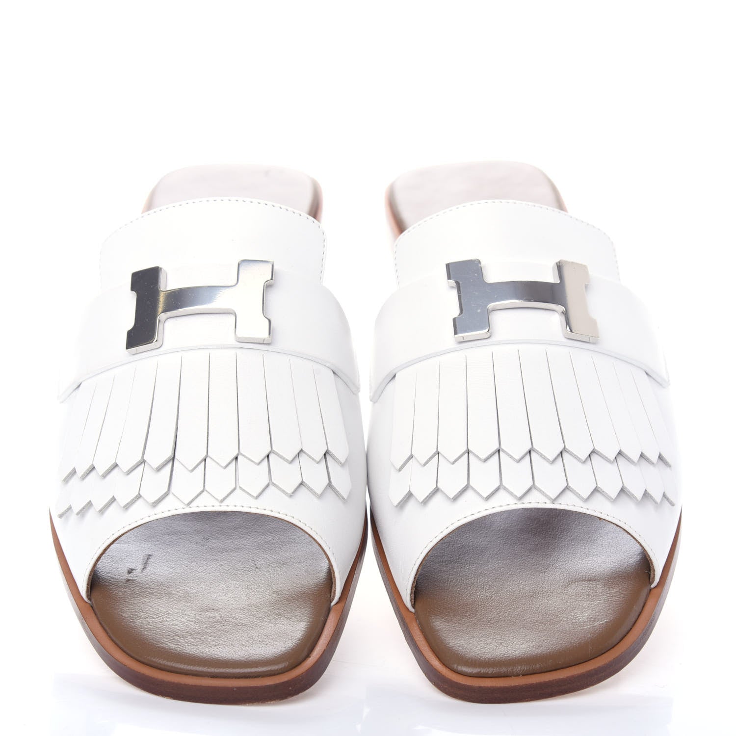 Hermes Calfskin Auteuil Sandals 37 White 5 of 9