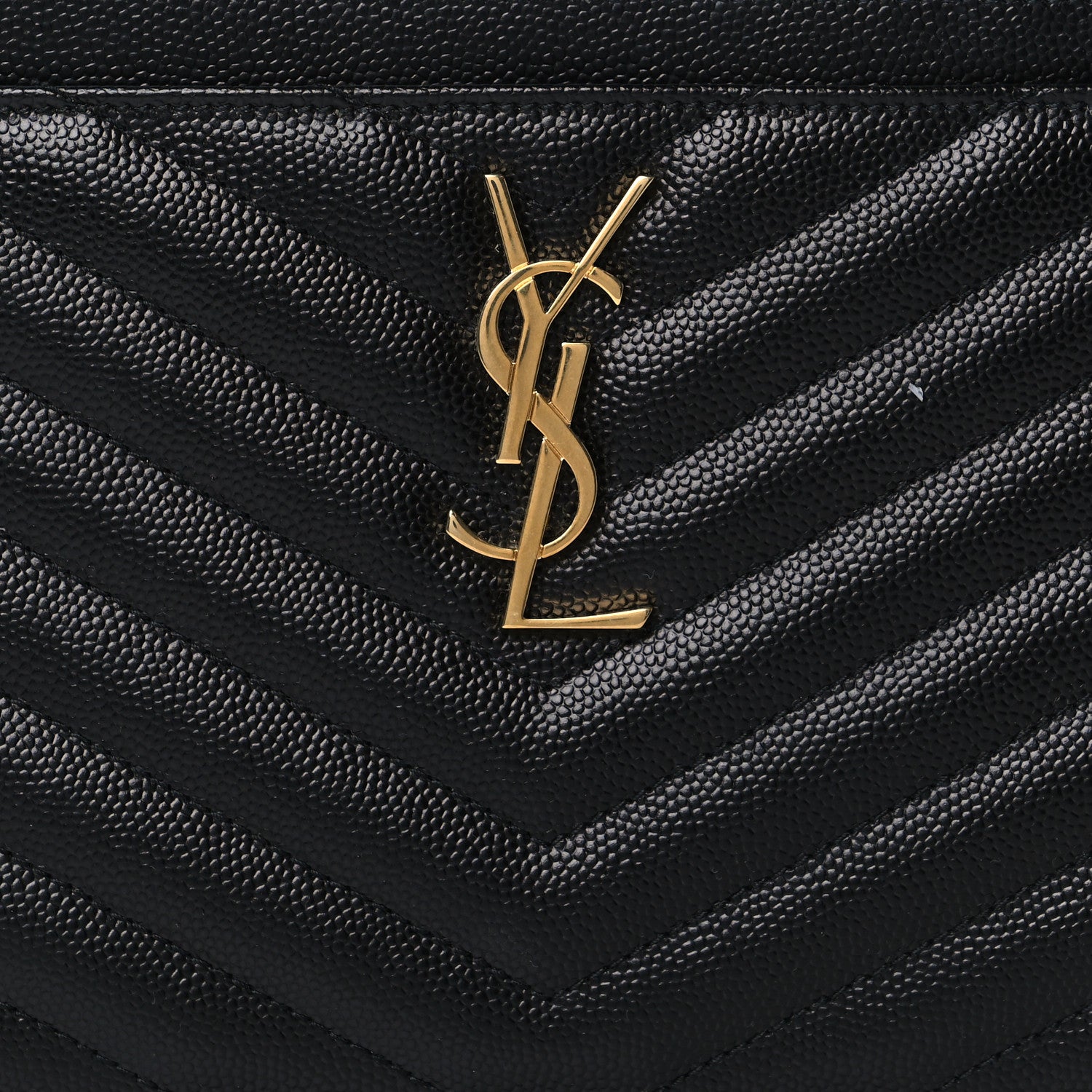 Saint Laurent Grain De Poudre Chevron Monogram Large Bill Pouch Black 8 of 9