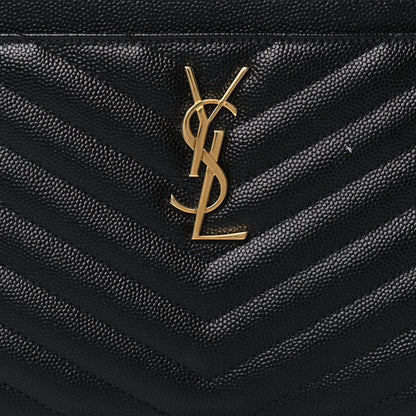 Saint Laurent Grain De Poudre Chevron Monogram Large Bill Pouch Black 8 of 9