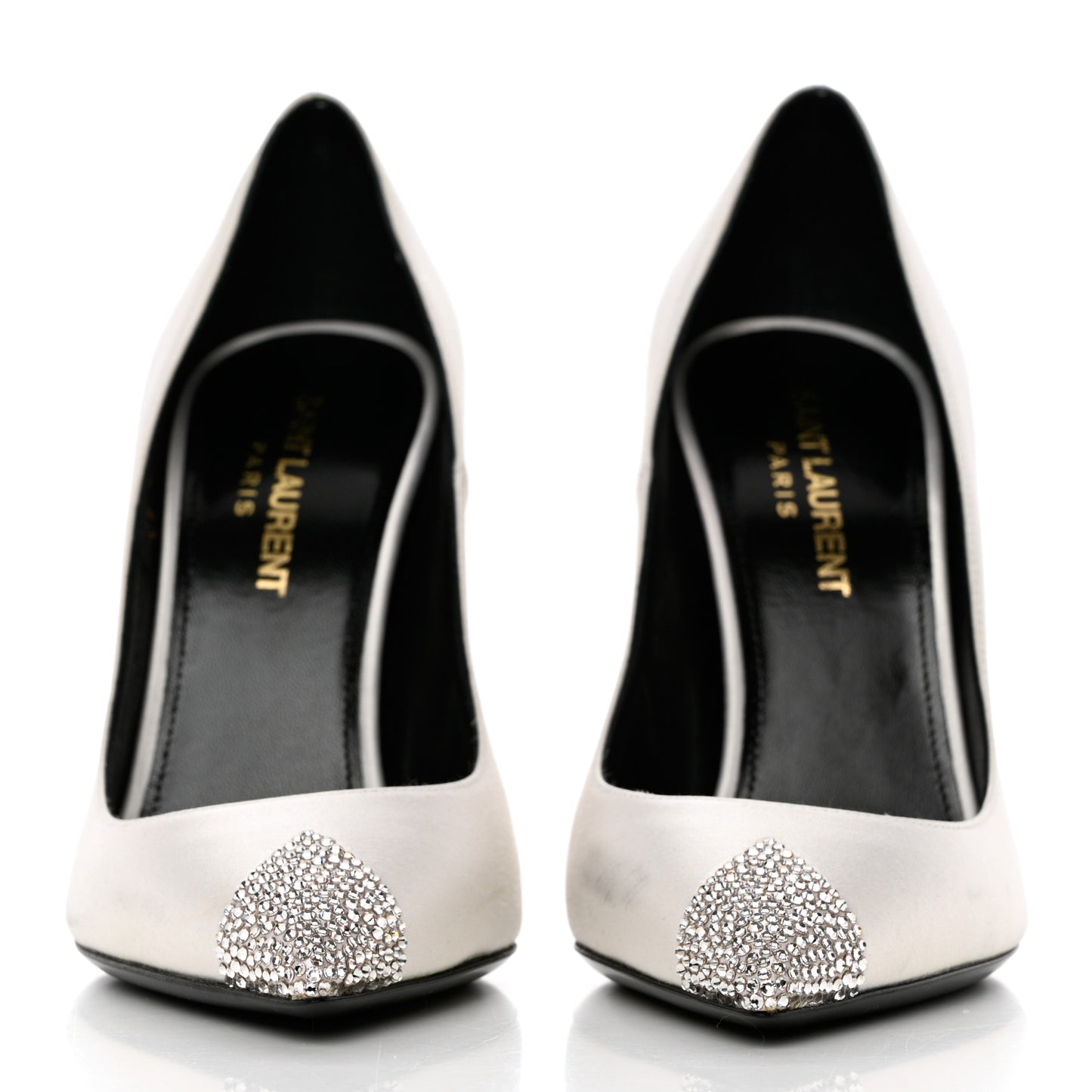 Satin Crystal Embellished Tower 110 Pump 35 White