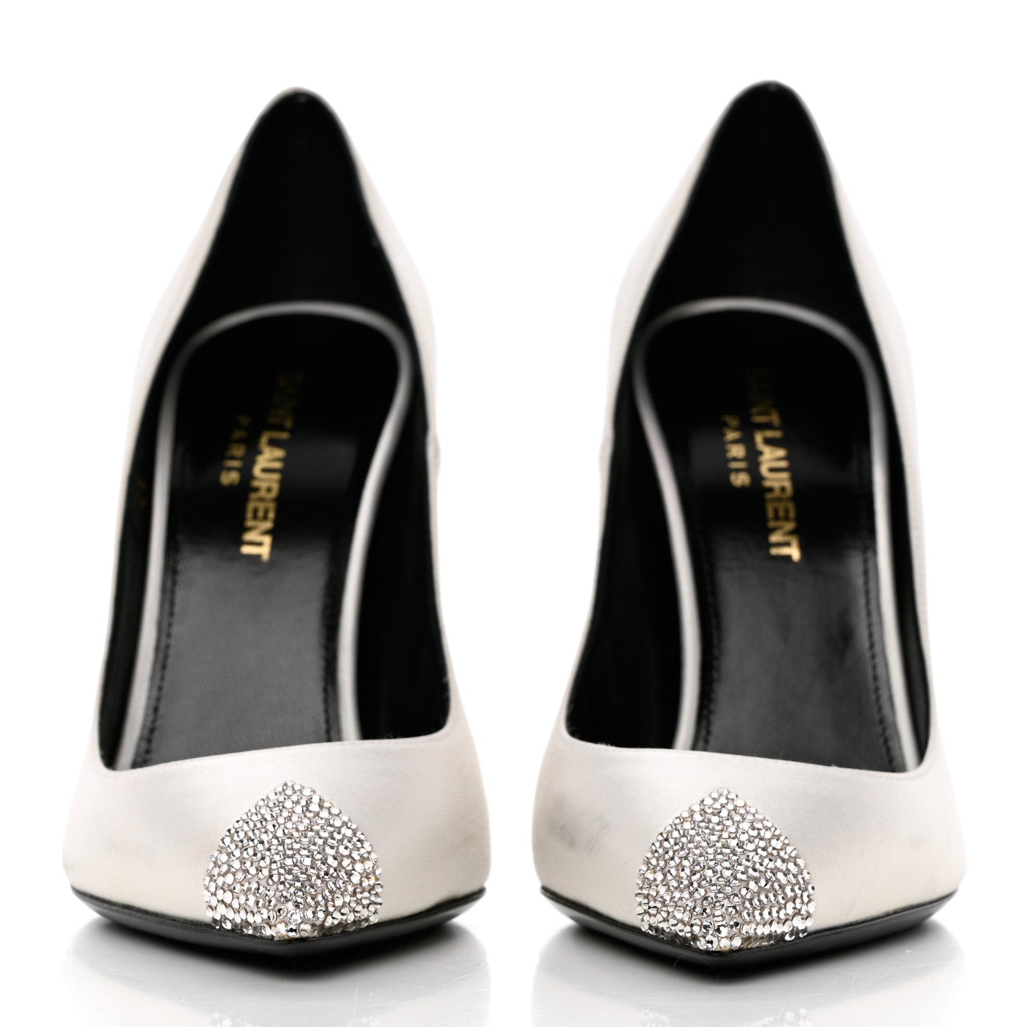 Saint Laurent Satin Crystal Embellished Tower 110 Pump 35 White 2 of 13