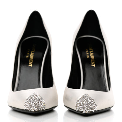 Saint Laurent Satin Crystal Embellished Tower 110 Pump 35 White 2 of 13