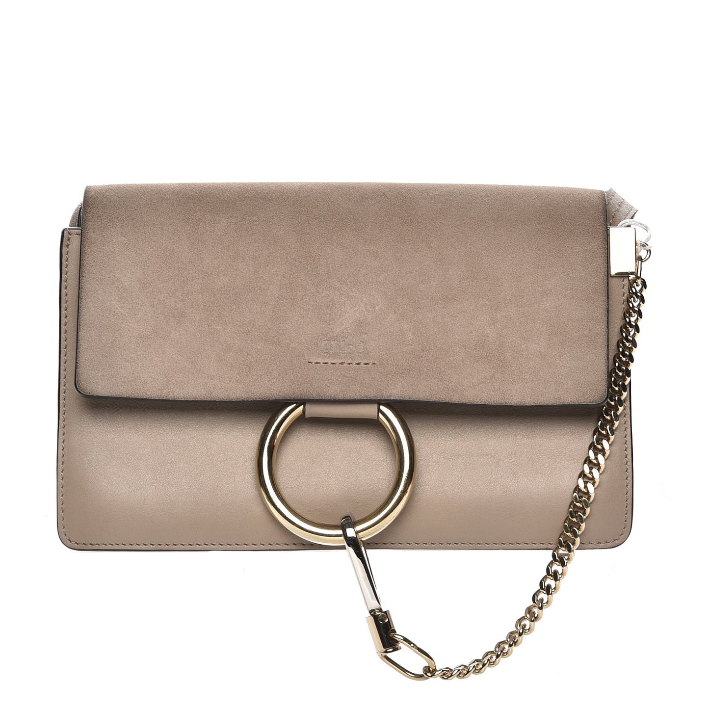 Suede Calfskin Small Faye Shoulder Bag Motty Grey