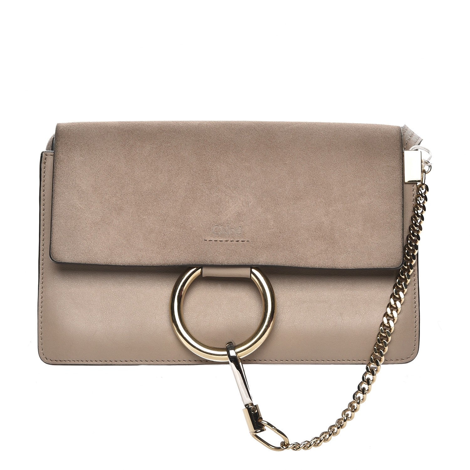 Chloe Suede Calfskin Small Faye Shoulder Bag Motty Grey 1 of 8