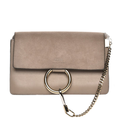 Chloe Suede Calfskin Small Faye Shoulder Bag Motty Grey 1 of 8