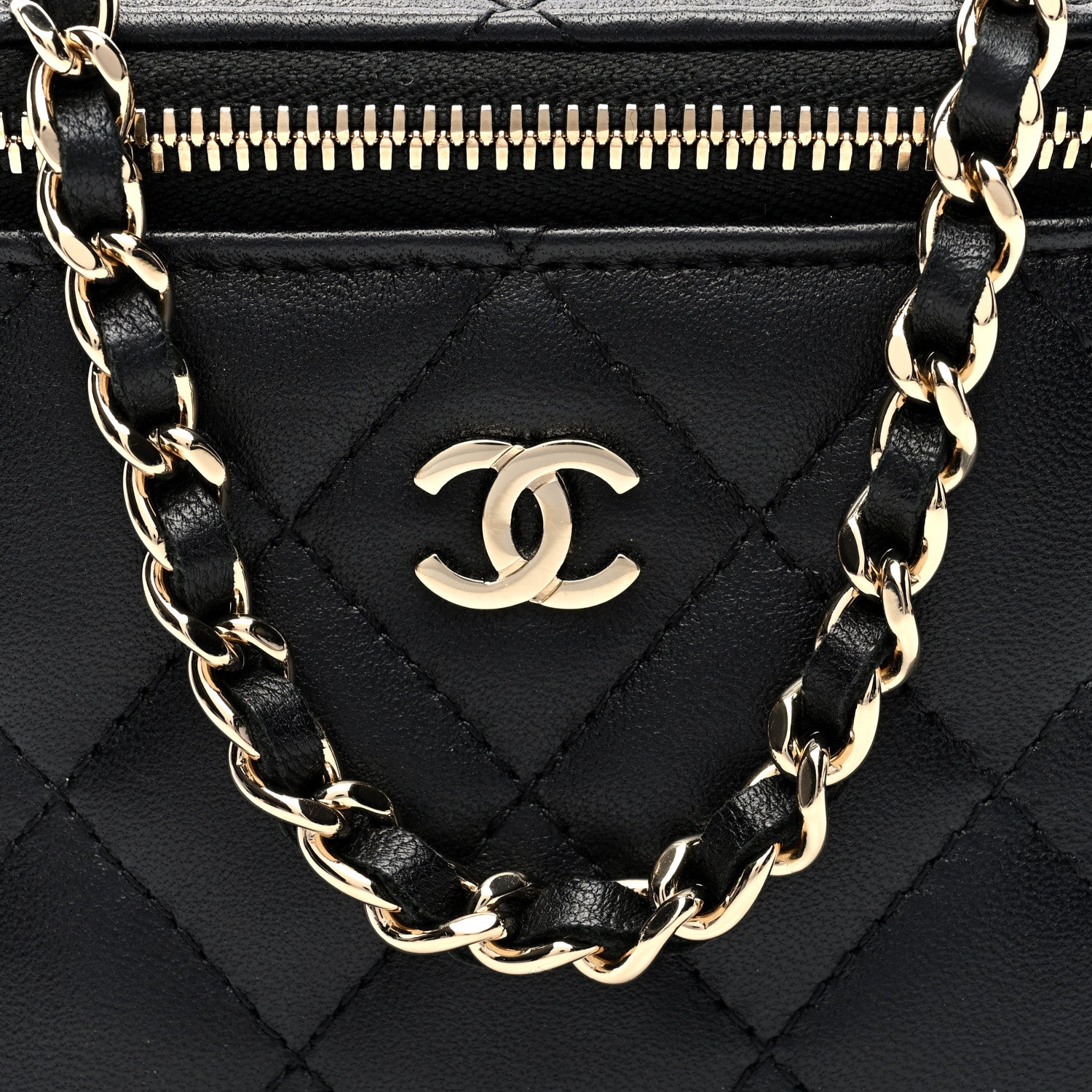 Chanel Lambskin Quilted Mini Vanity Case With Chain Black 8 of 10