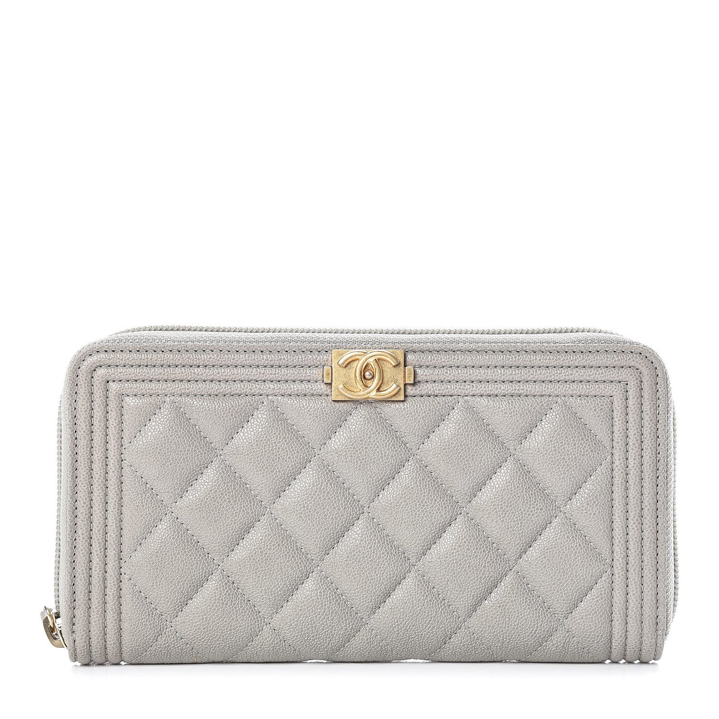 Caviar Large Zip Around Boy Wallet Grey
