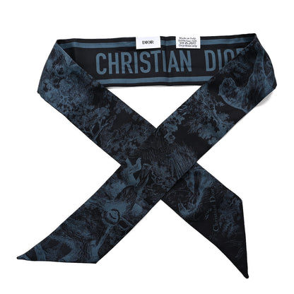Christian Dior Silk Toile De Jouy Mitzah Scarf Navy Blue 1 of 4