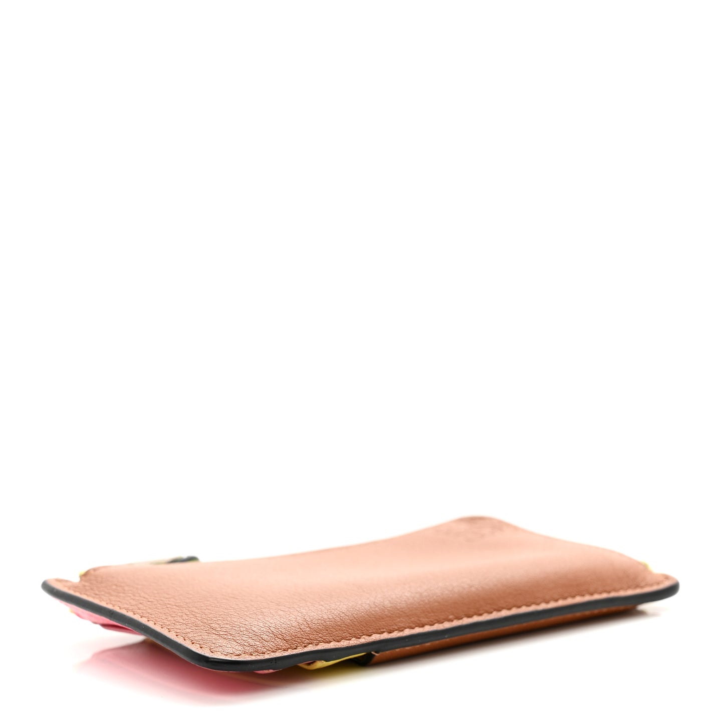 Soft Calfskin Coin Card Holder Tan Multicolor