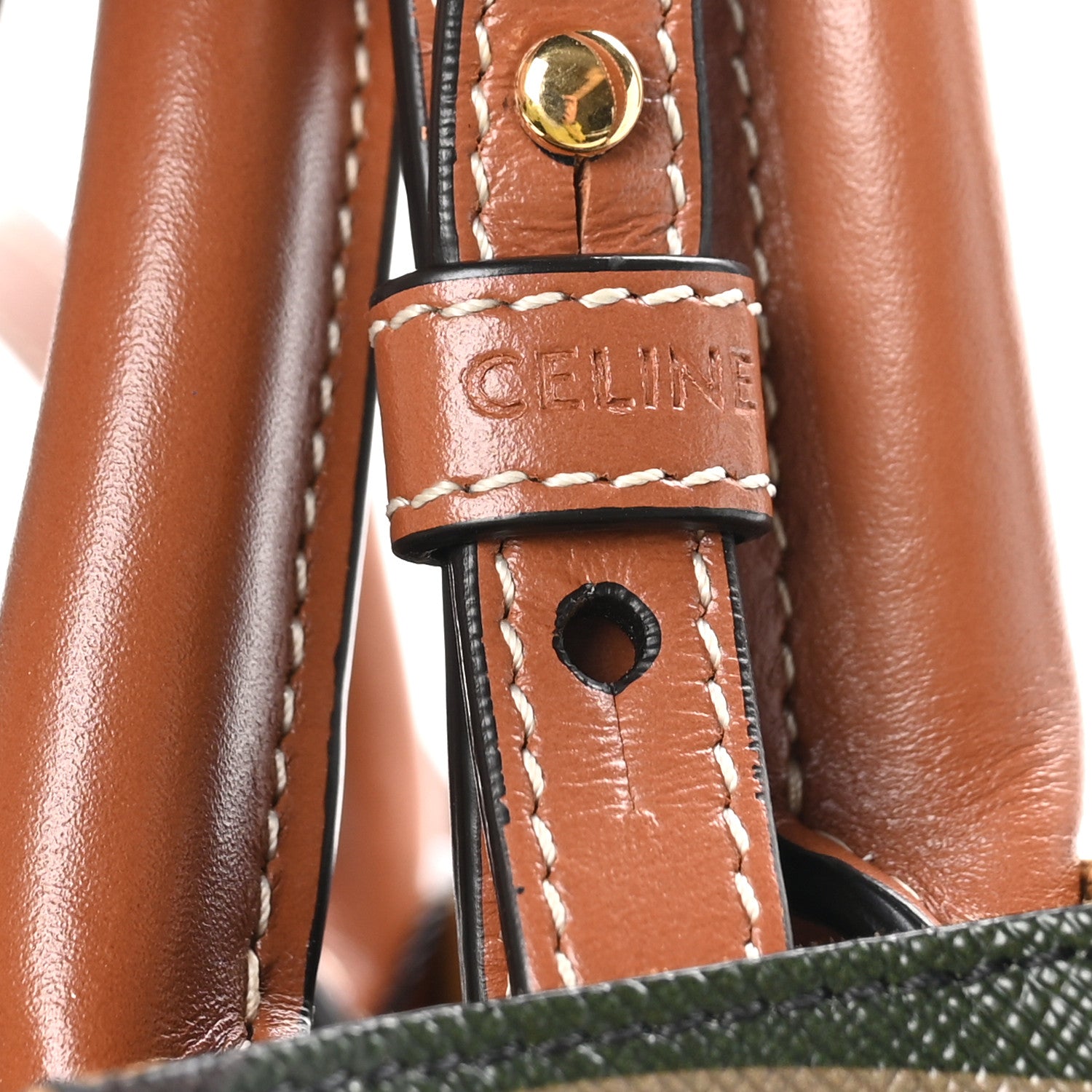 Celine Canvas Calfskin Mini Vertical Cabas Khaki 6 of 9