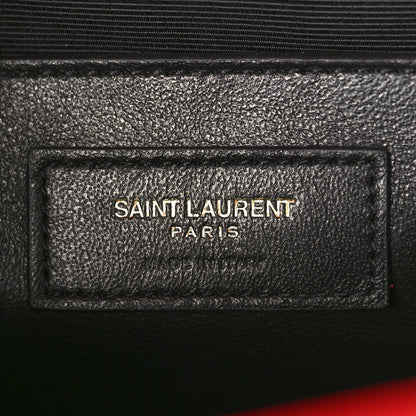 Saint Laurent Grain De Poudre Textured Mixed Matelasse Triquilt Medium Monogram Satchel New Red 6 of 8