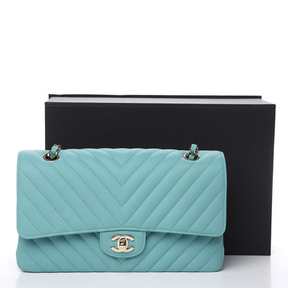 Chanel Caviar Flat Chevron Quilted Medium Double Flap Green 10 of 10
