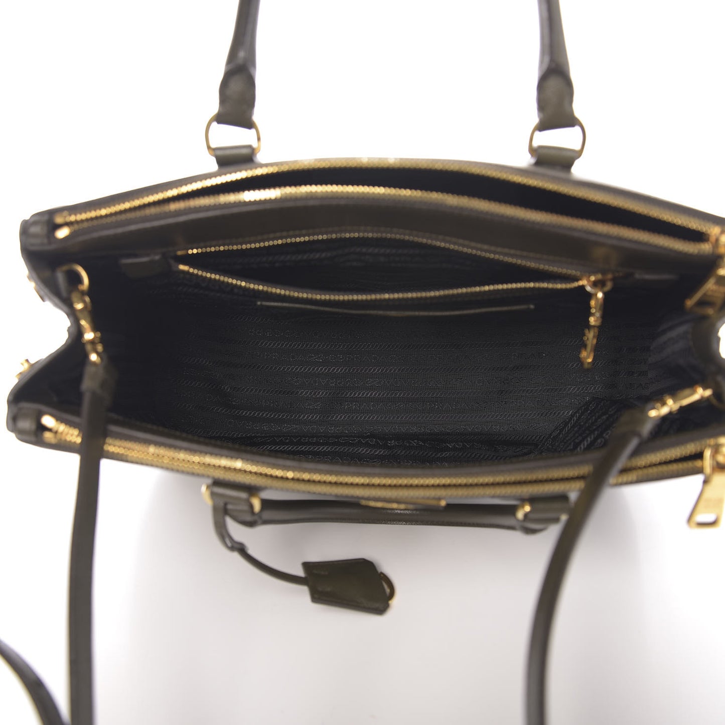 Saffiano Lux Medium Galleria Double Zip Tote Militare
