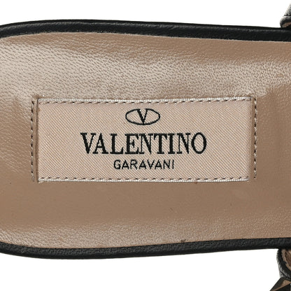 Valentino Garavani Nappa Rockstud Ankle Strap Flat Thong Sandals 39 Black 6 of 7