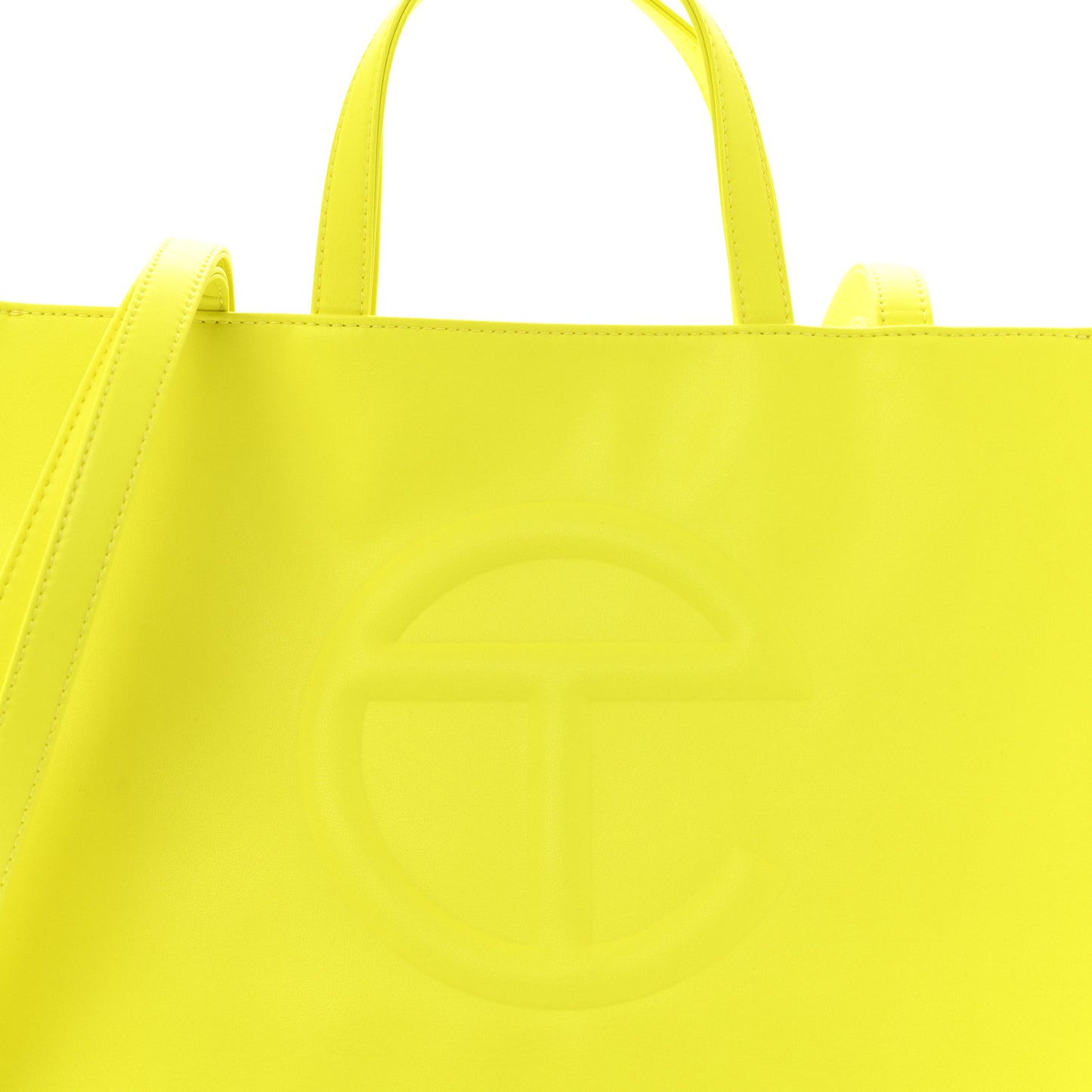 Vegan Leather Medium Shopping Bag Highlighter Yellow