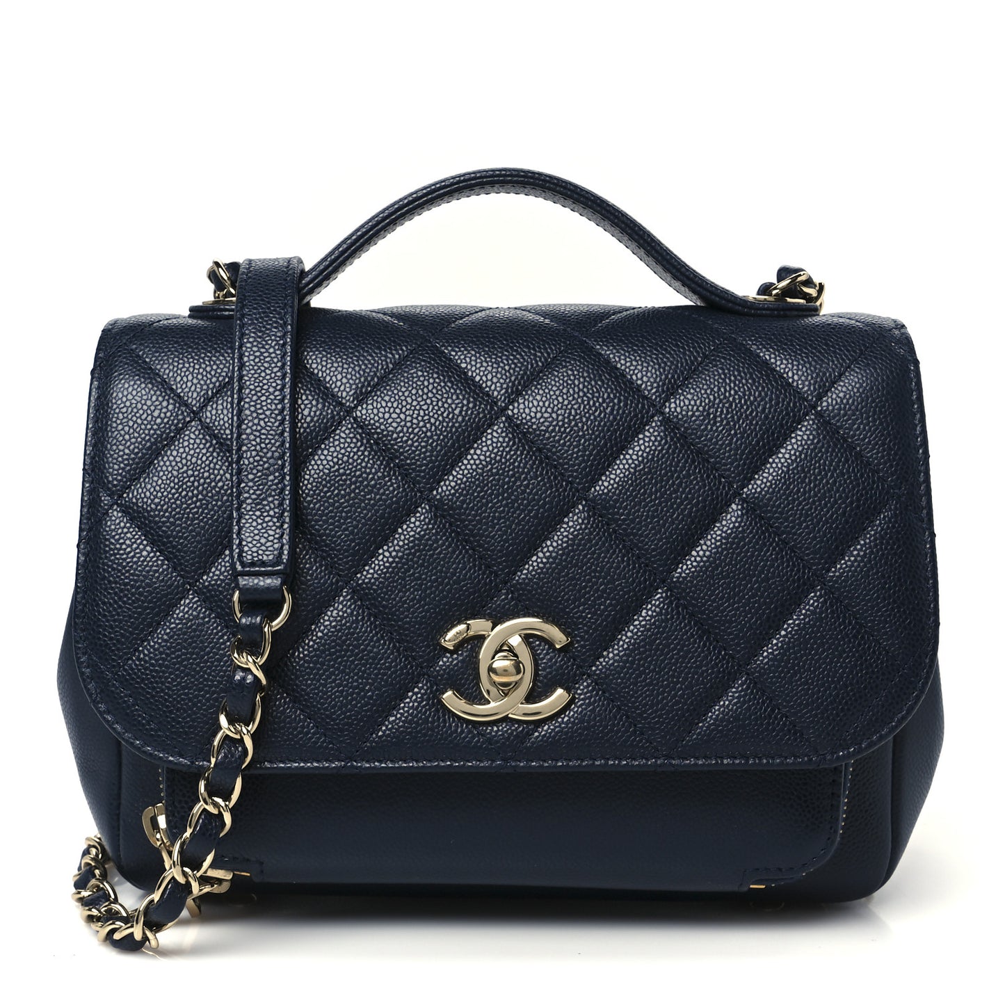 Caviar Quilted Medium Business Affinity Flap Navy