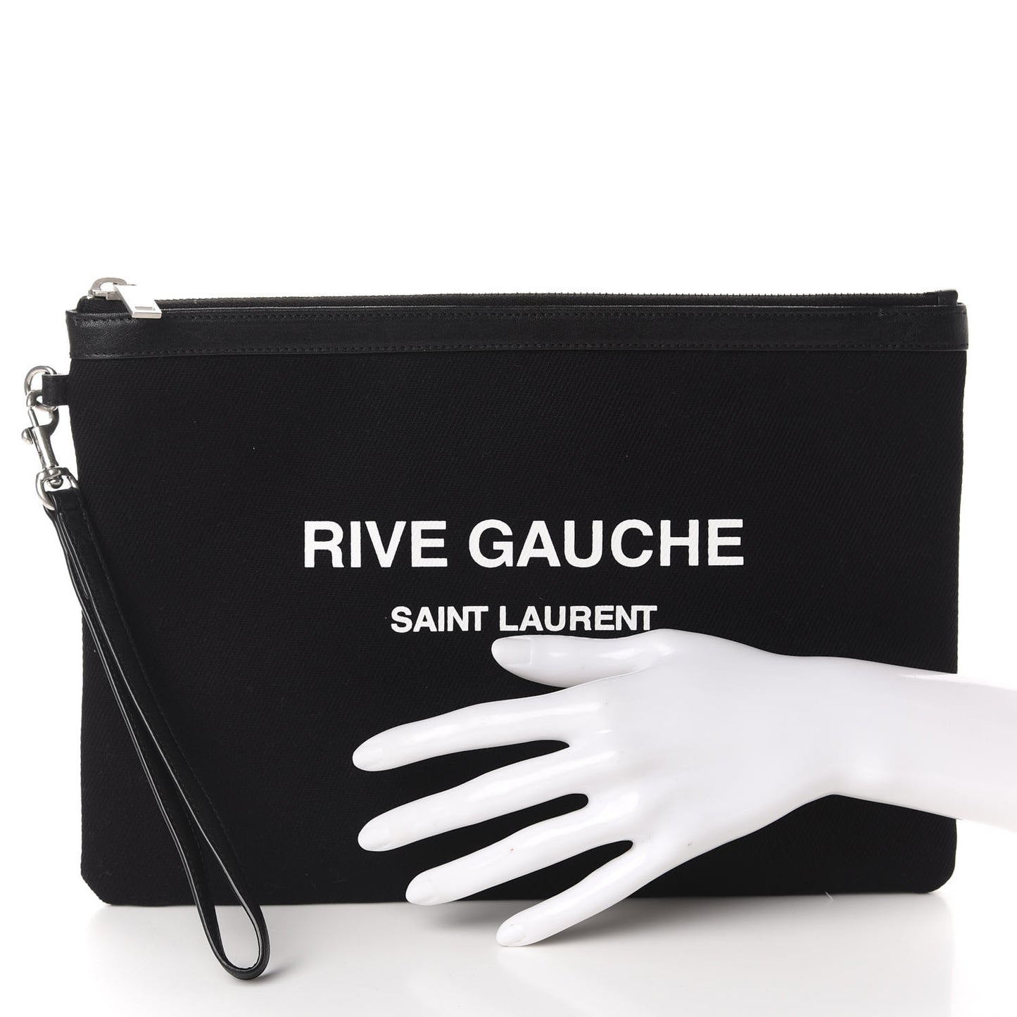 Linen Canvas Rive Gouche Zipped Pouch Black