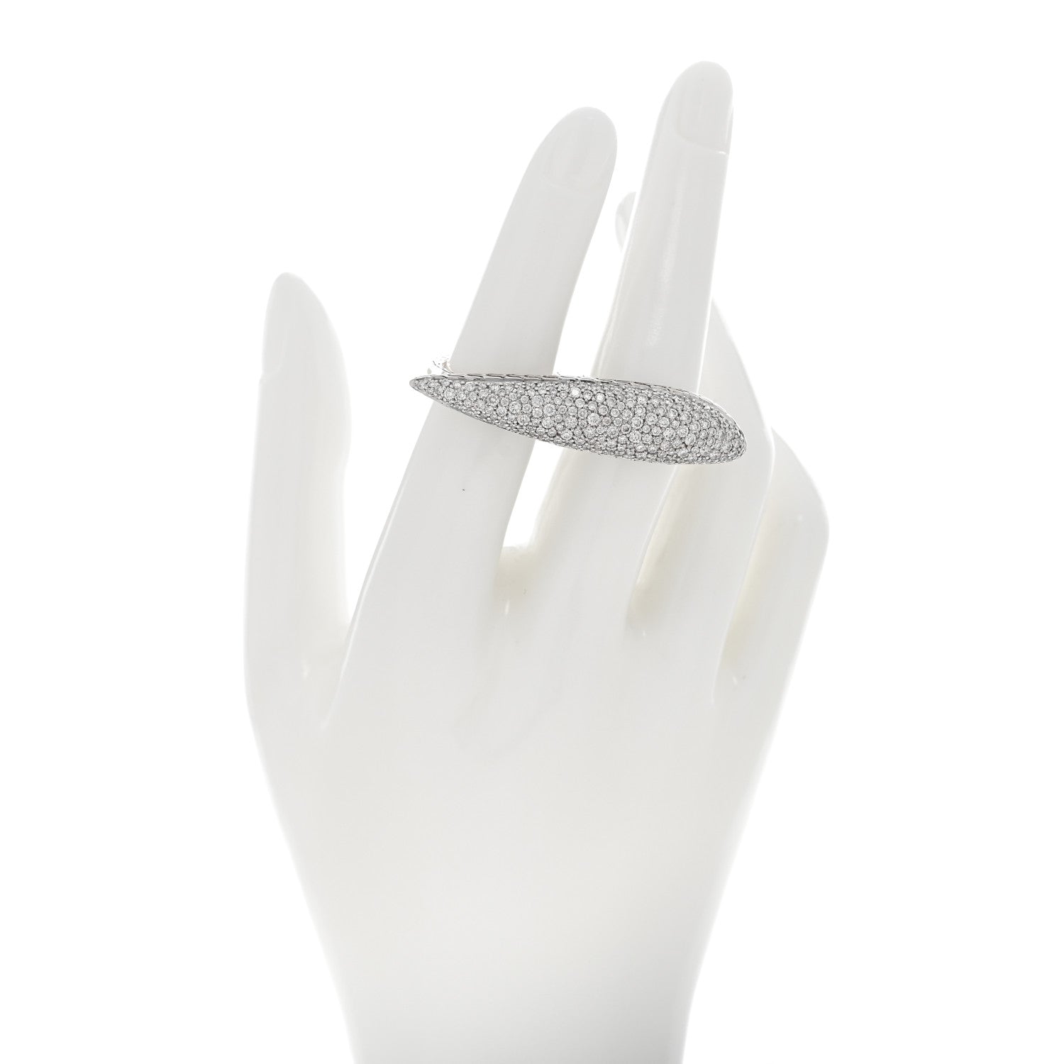 John Hardy Sterling Silver Diamond Classic Chain Two Finger Ring 54 7 2 of 5
