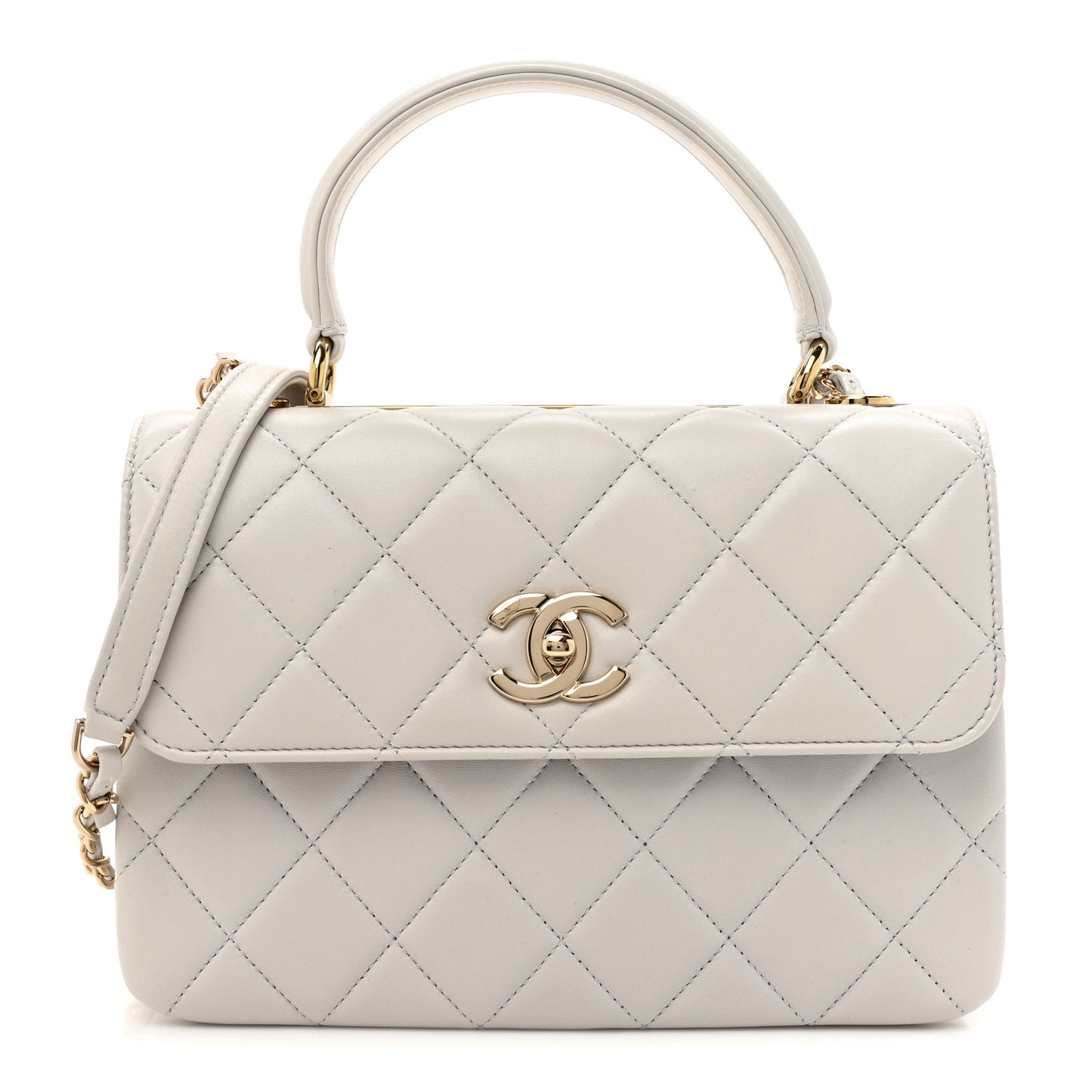 Lambskin Quilted Small Trendy CC Dual Handle Flap Bag Light Grey