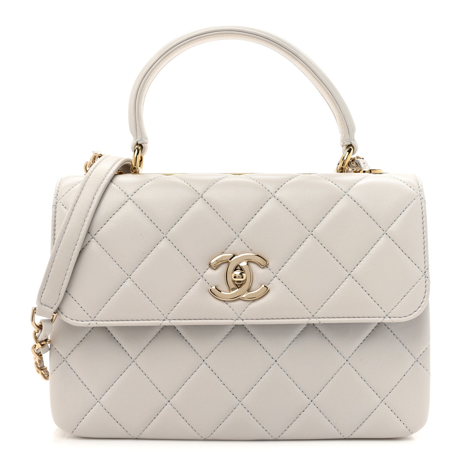 Chanel Lambskin Quilted Small Trendy CC Dual Handle Flap Bag Light Grey 1 of 12