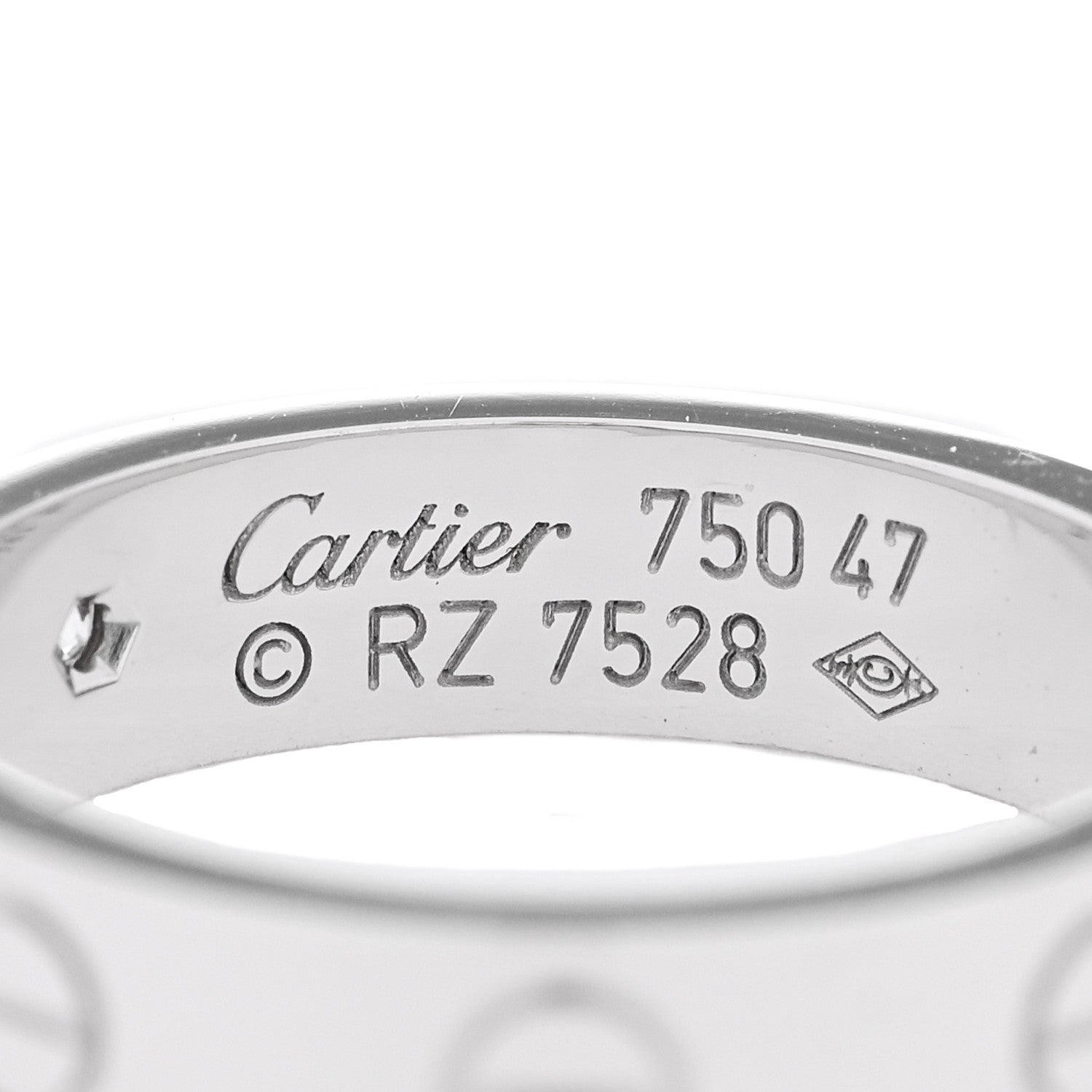 Cartier 18K White Gold Diamond 4mm LOVE Wedding Band Ring 47 4 4 of 4