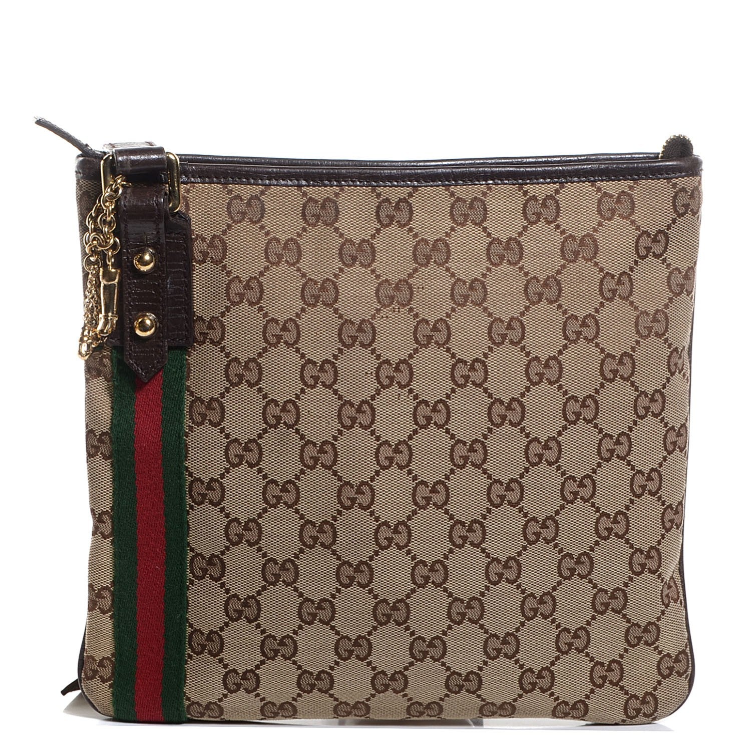 Gucci Monogram Web Jolicoeur Charms Messenger Dark Brown 1 of 7