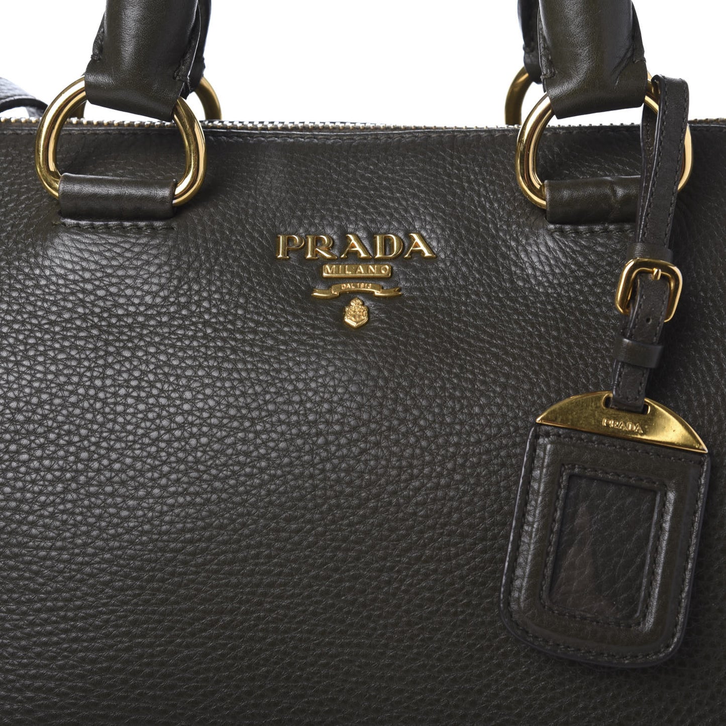 Vitello Daino Top Handle Zip Tote Militare