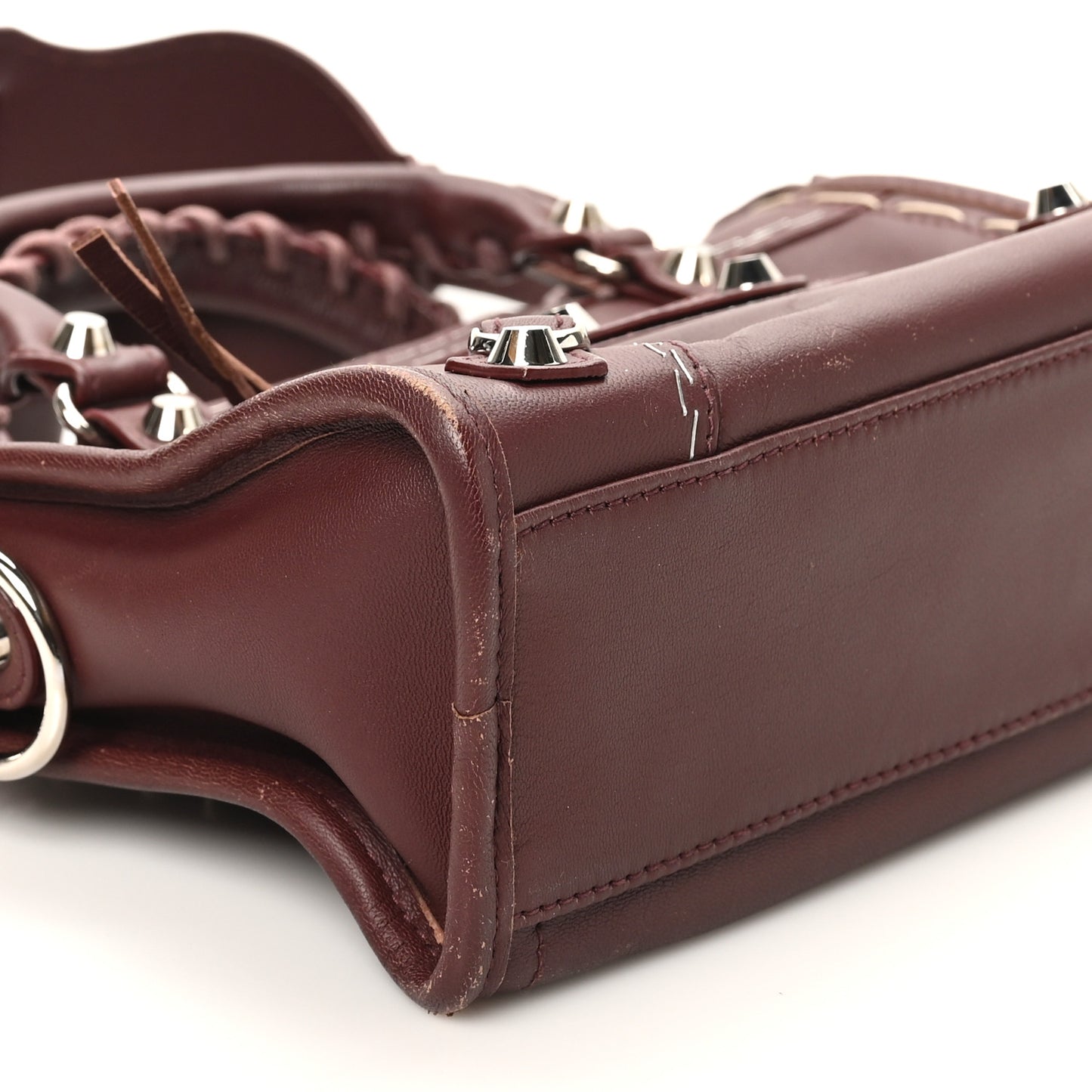 Calfskin Topstitch Classic Silver Hardware Mini City Rouge Lie De Vin