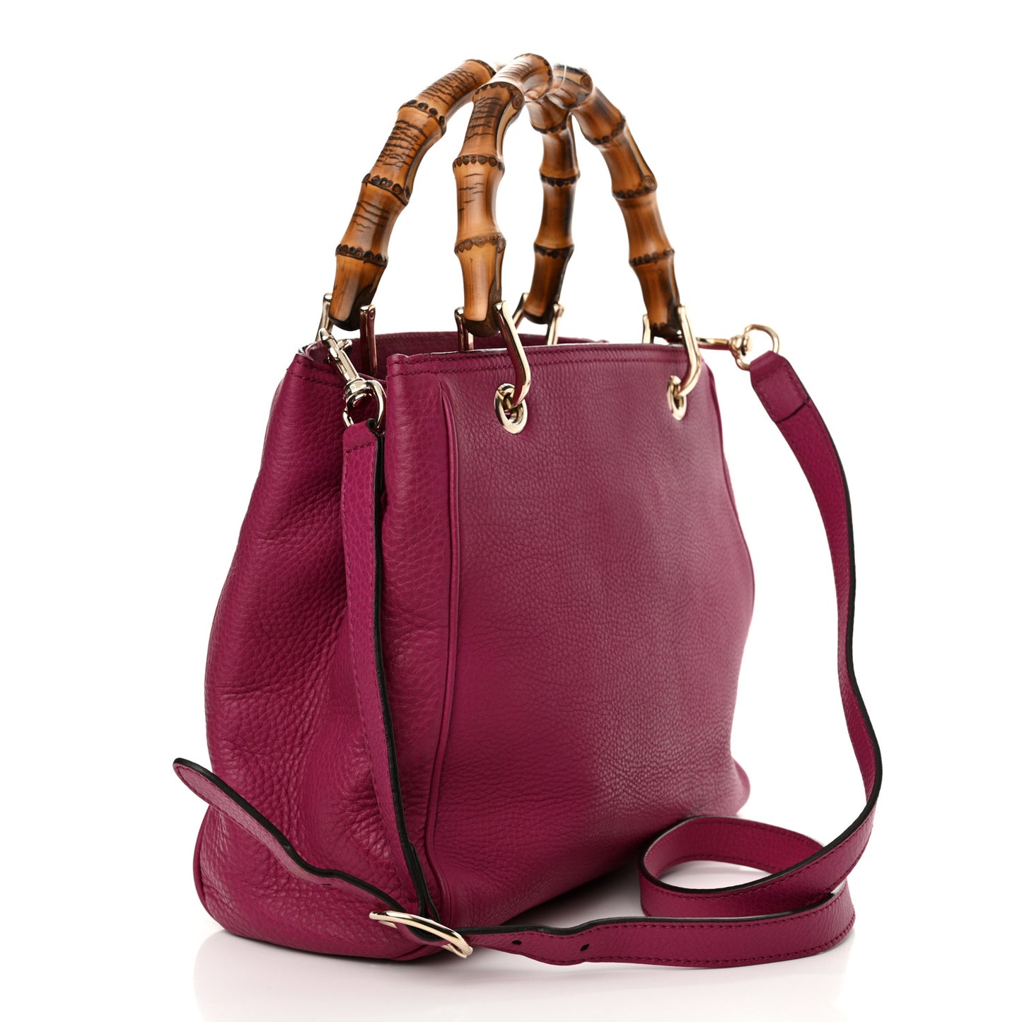 Calfskin Small Bamboo Shopper Tote Bright Bougainvillea