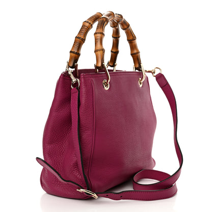Gucci Calfskin Small Bamboo Shopper Tote Bright Bougainvillea 3 of 16