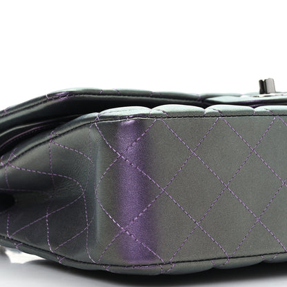 Chanel Iridescent Lambskin Quilted Medium Double Flap Dark Purple 8 of 9