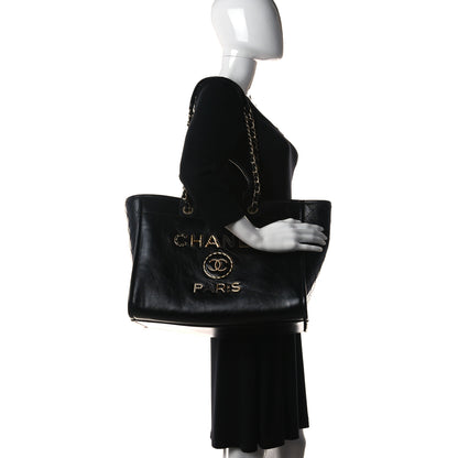 Chanel Aged Calfskin Medium Charms Deauville Tote Black 2 of 16