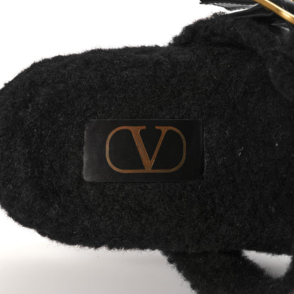 Valentino Garavani Shearling Roman Stud Slide Sandals 39 Black 7 of 7