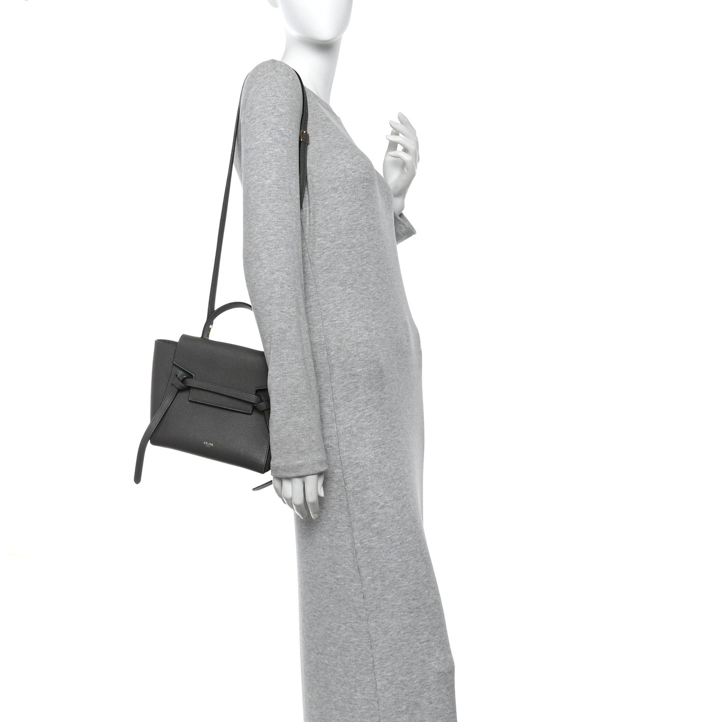 Grained Calfskin Nano Belt Bag Grey