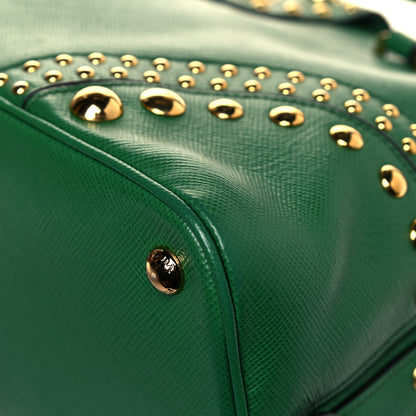 Prada Saffiano Studded Bijou Tote Verde 12 of 20
