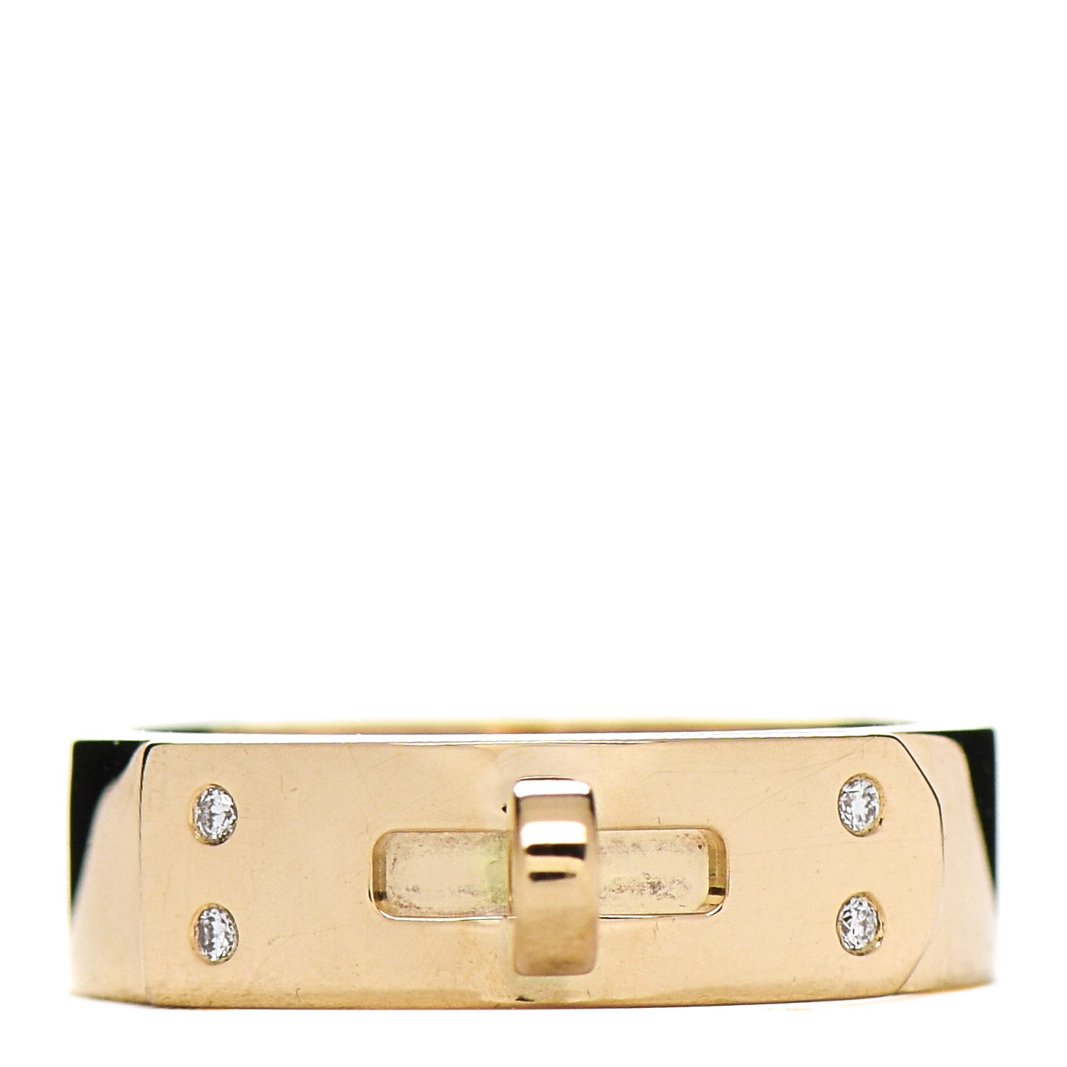 Hermes 18K Yellow Gold Diamond PM Kelly Ring 47 4 1 of 4
