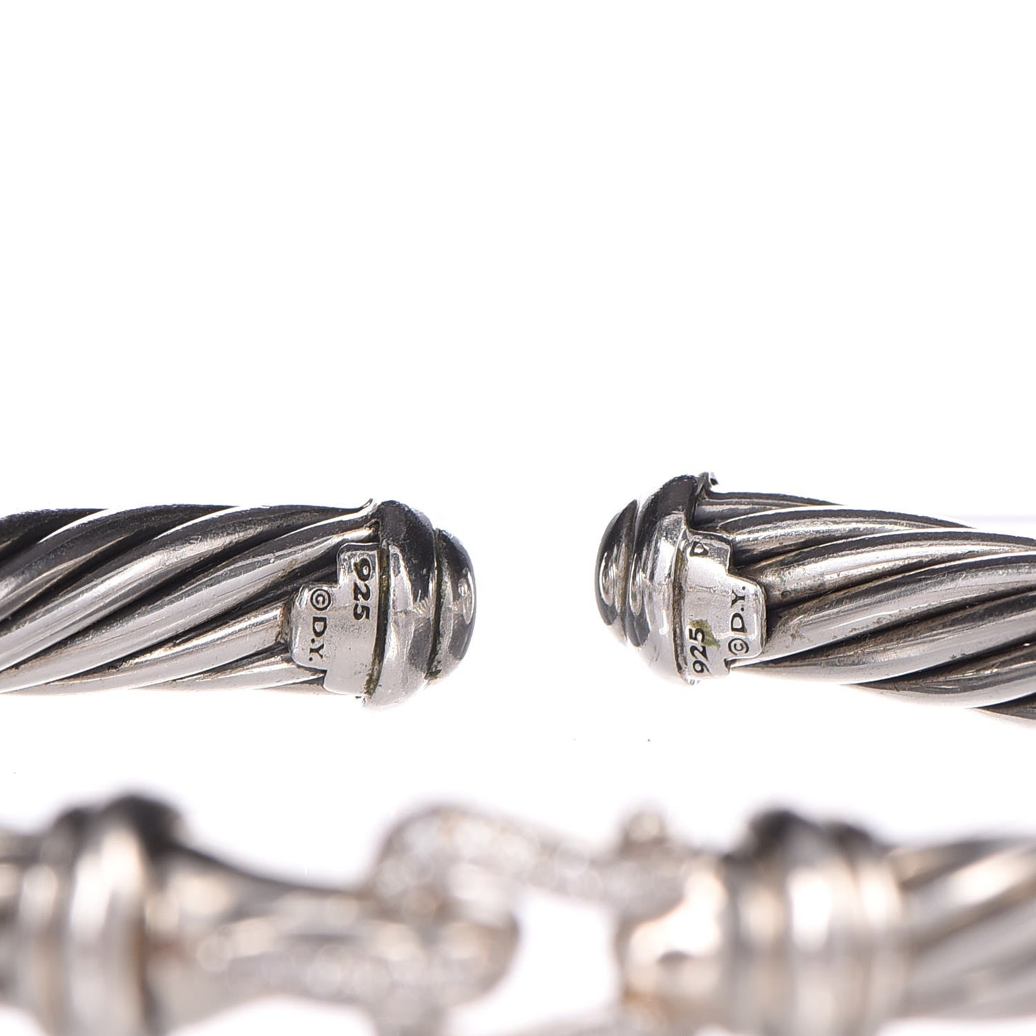 David Yurman Sterling Silver Diamond 7mm Cable Buckle Cuff Bracelet 4 of 4