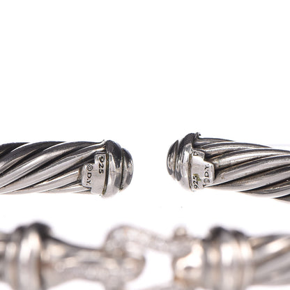 David Yurman Sterling Silver Diamond 7mm Cable Buckle Cuff Bracelet 4 of 4