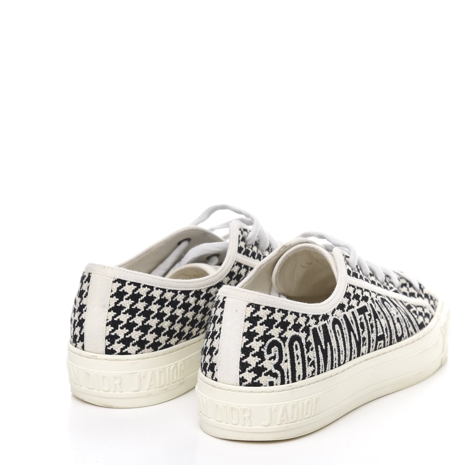 Christian Dior Canvas Houndstooth 30 Montaigne Embroidered Womens Walk'N'Dior Low Top Sneakers 39.5 Black White 4 of 10