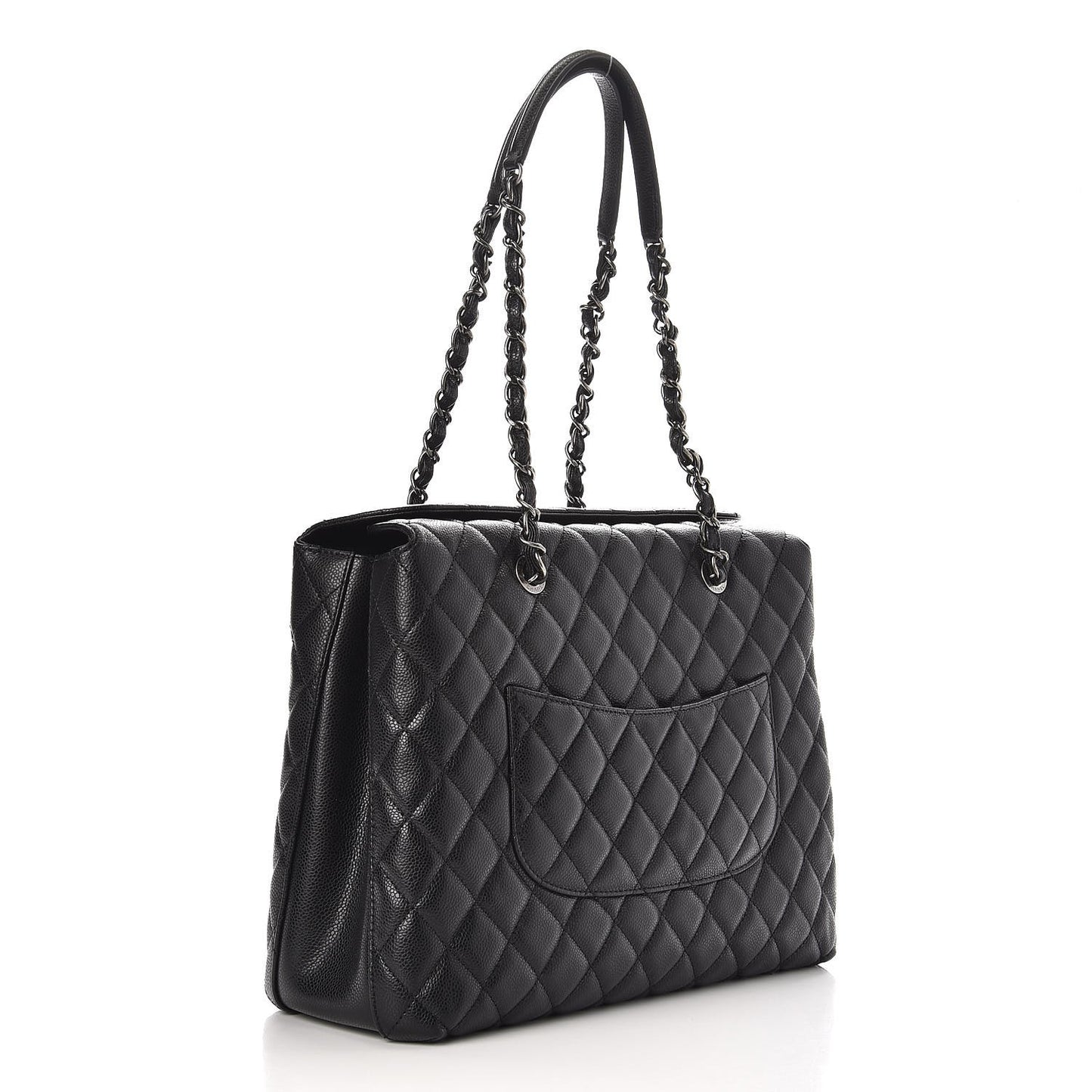 Caviar Quilted City Shopping Tote Black
