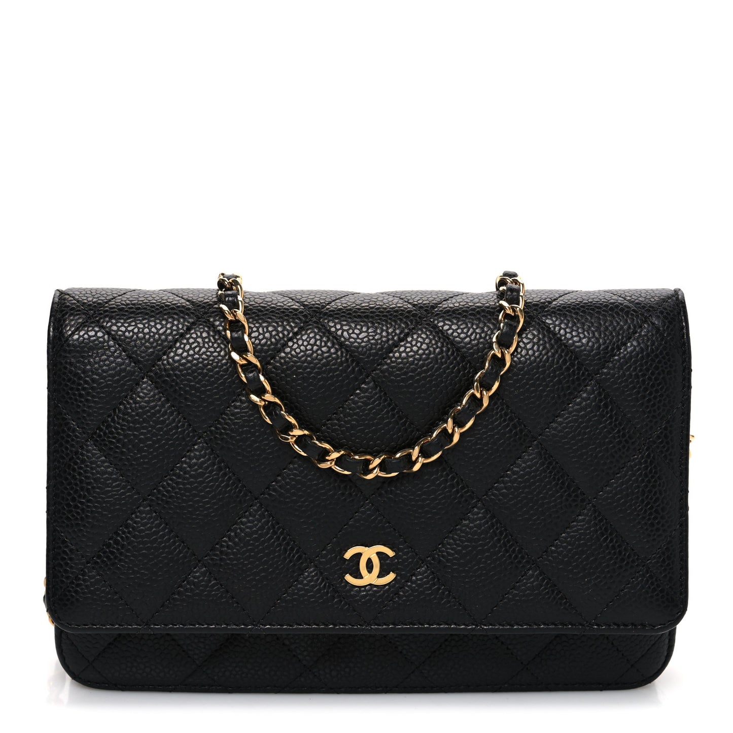 Caviar Quilted Wallet on Chain WOC Black