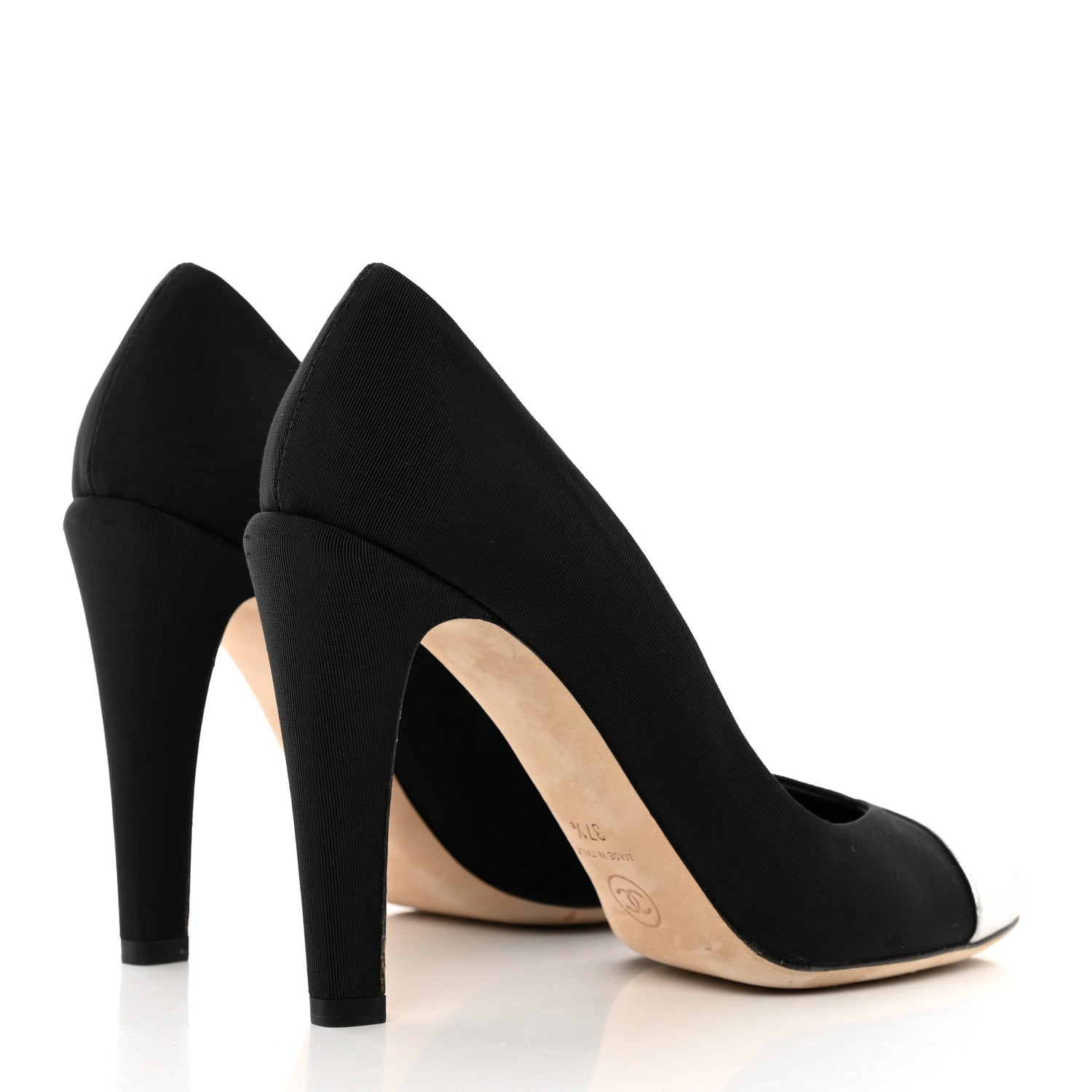 Chanel Cap Toe Pumps 37.5 Black Silver 4 of 9